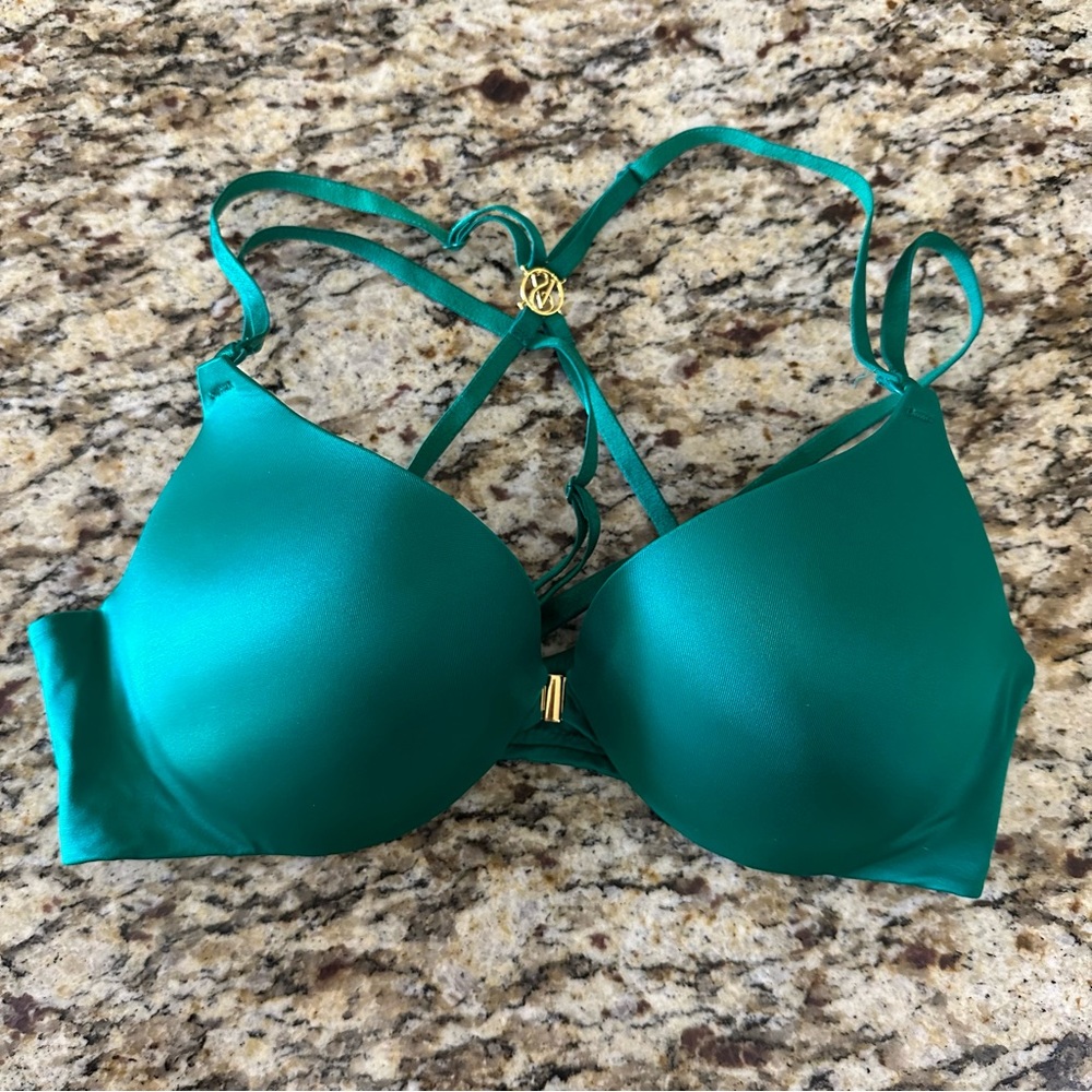Victoria’s Secret So Obsessed Push-up Emerald Green Strappy Bra